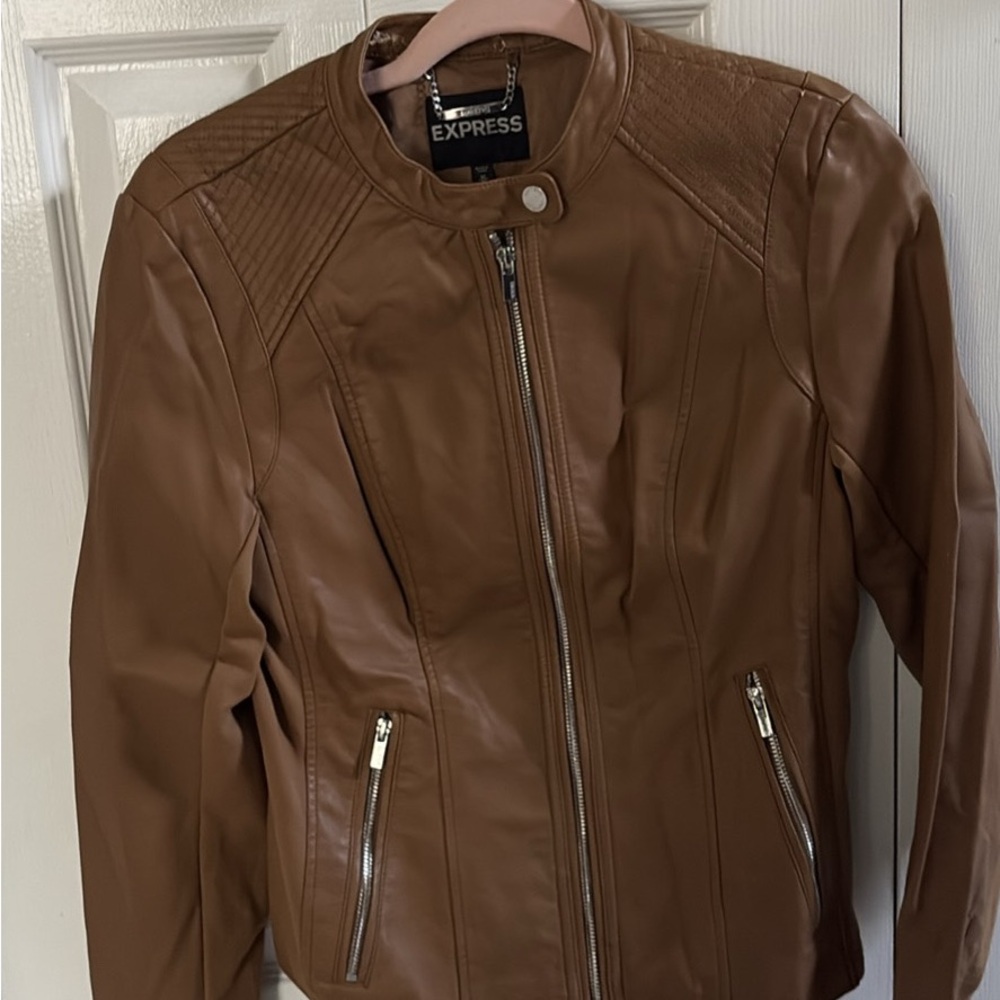 Express Women's Tan Leather Moto Jacket